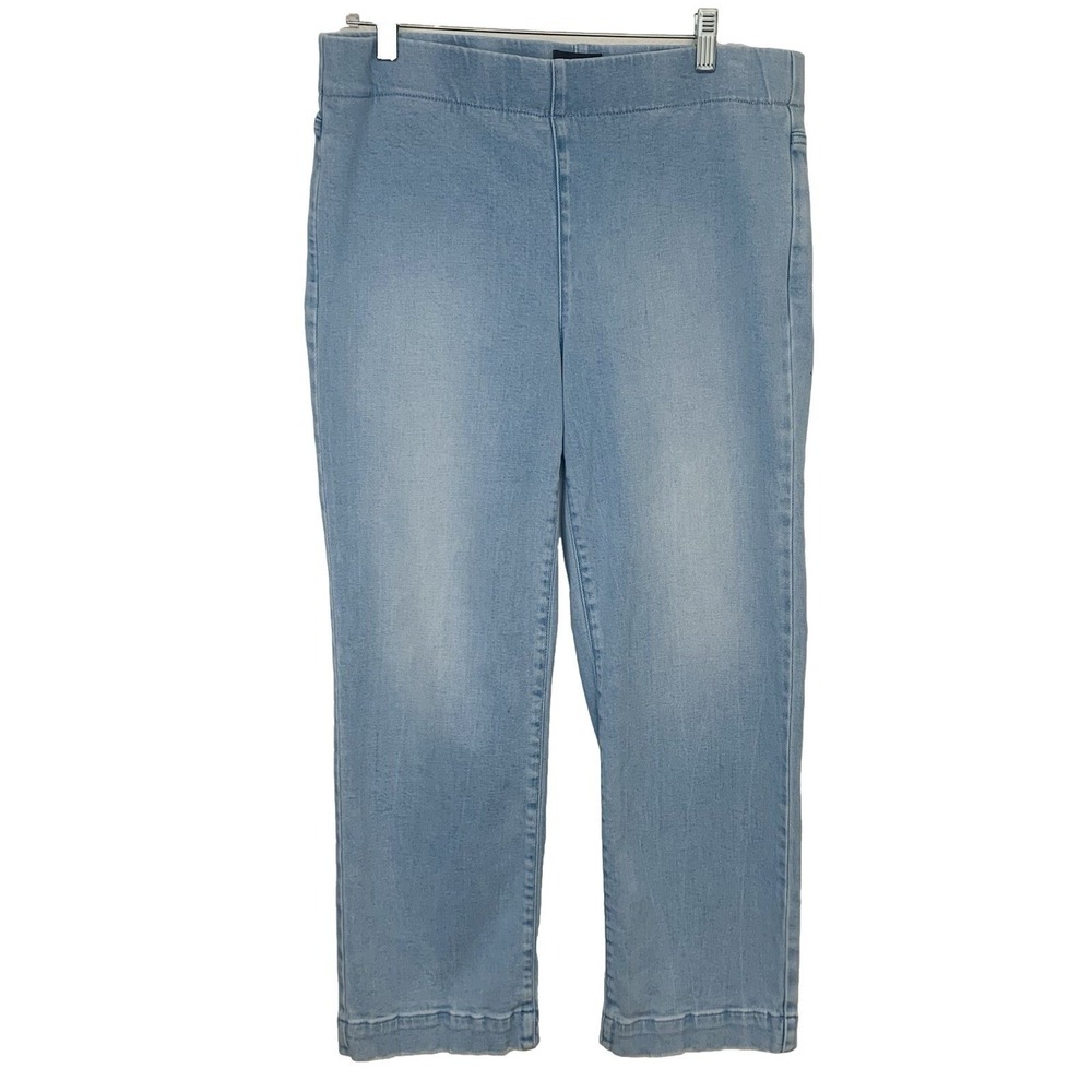 NYDJ Bailey Relaxed Straight Pull On Jeans Medium Ankle Lift Tuck Blue‎ Stretch